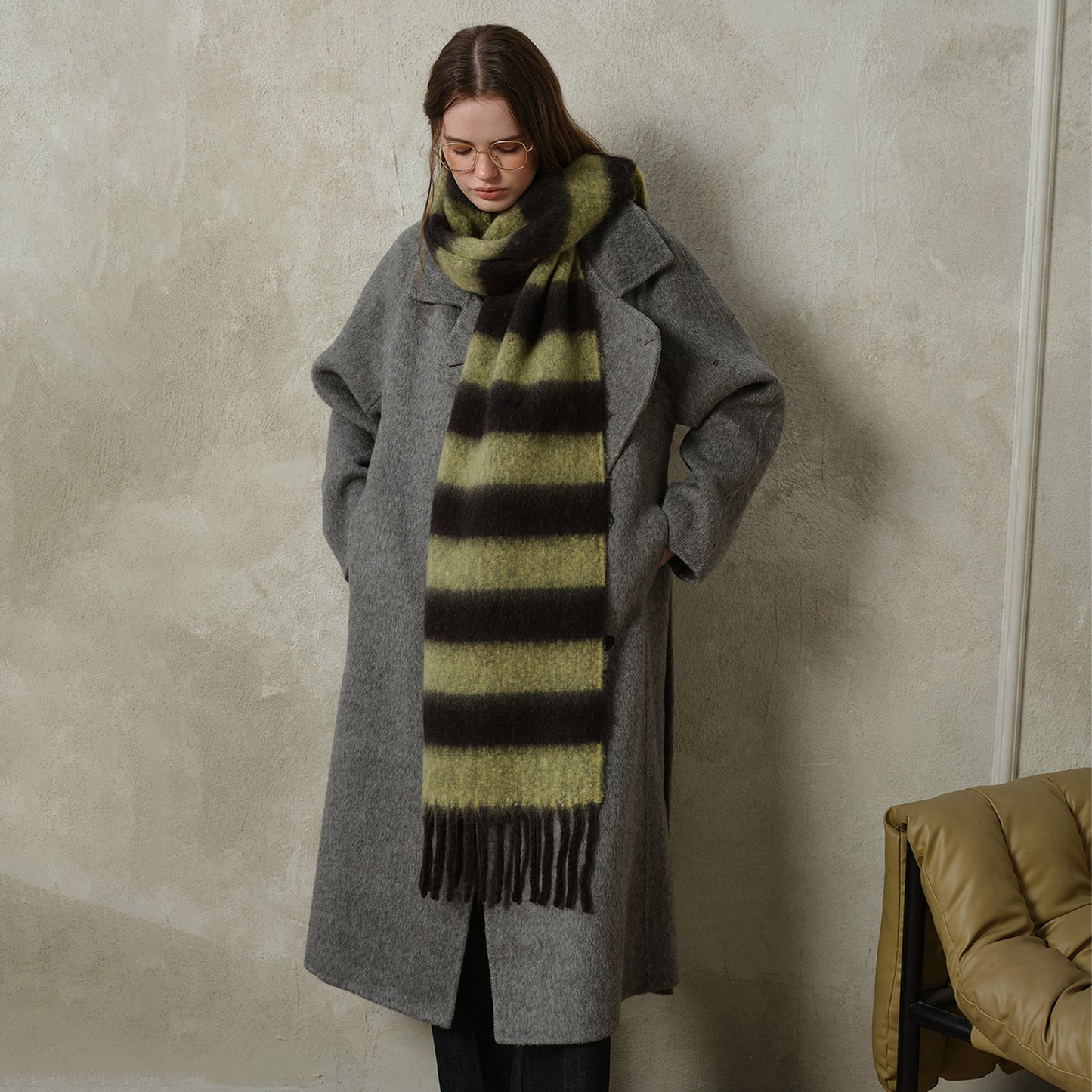 1 Stück Retro-Streifen-Rayon-Winterschals für Damen