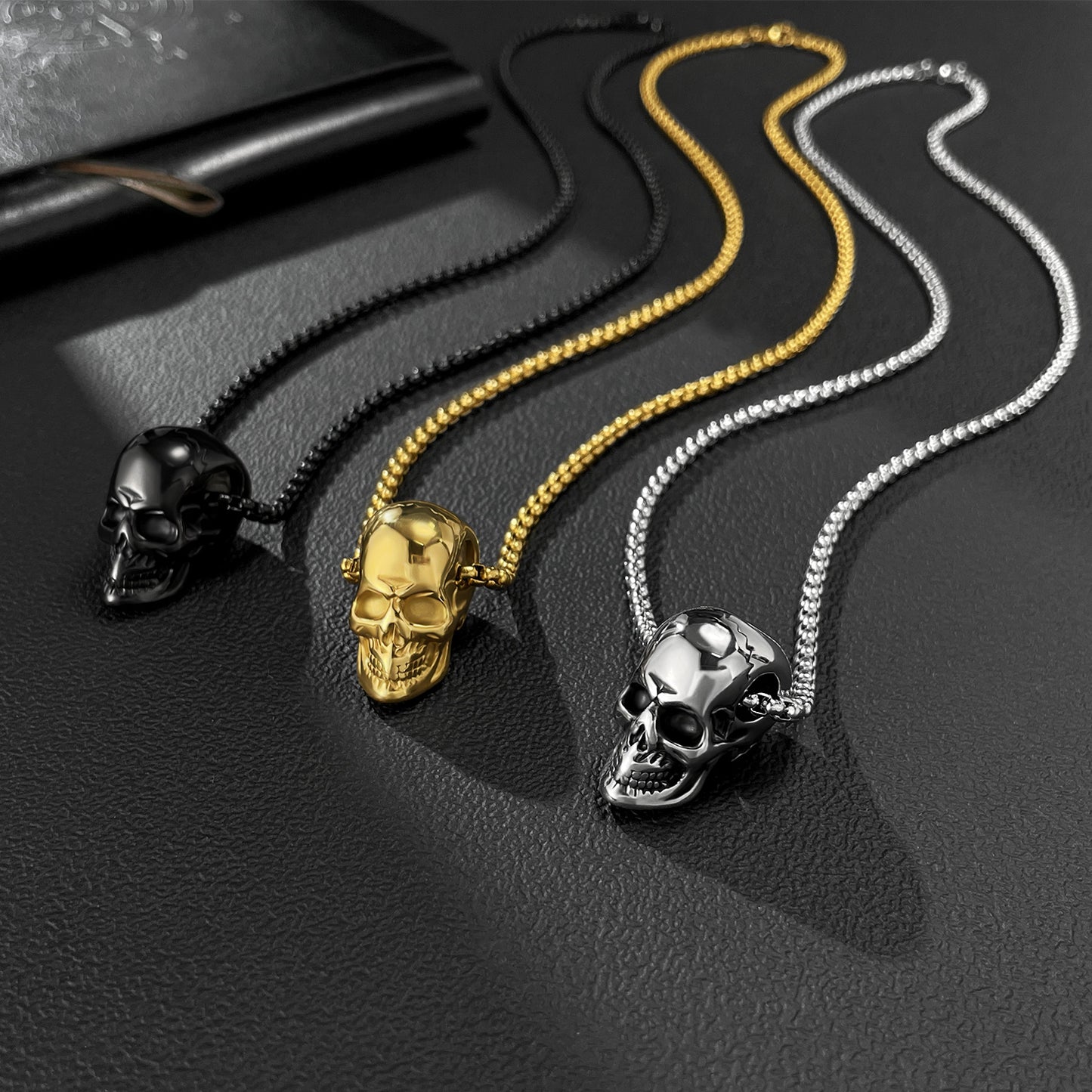 1 Stück Punk-Totenkopf-Halsketten aus Edelstahl für Herren