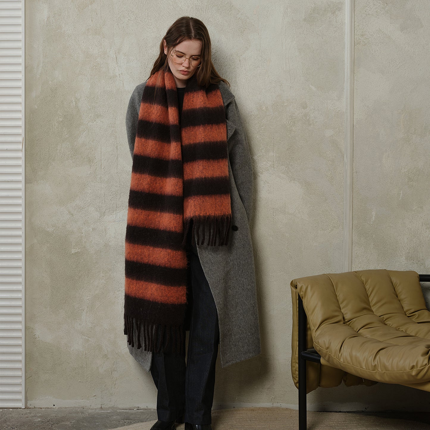 1 Stück Retro-Streifen-Rayon-Winterschals für Damen
