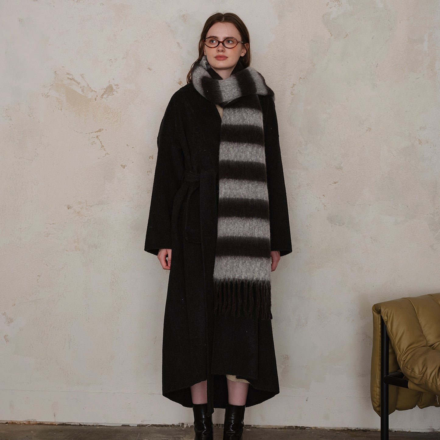 1 Stück Retro-Streifen-Rayon-Winterschals für Damen