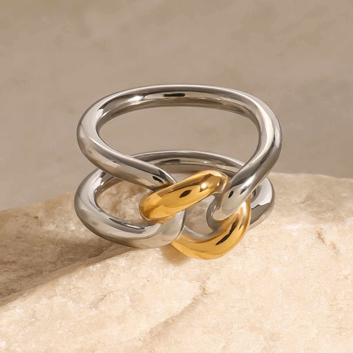1 Stück Simple Series Simple Twist Edelstahl vergoldet Damen Einzelringe
