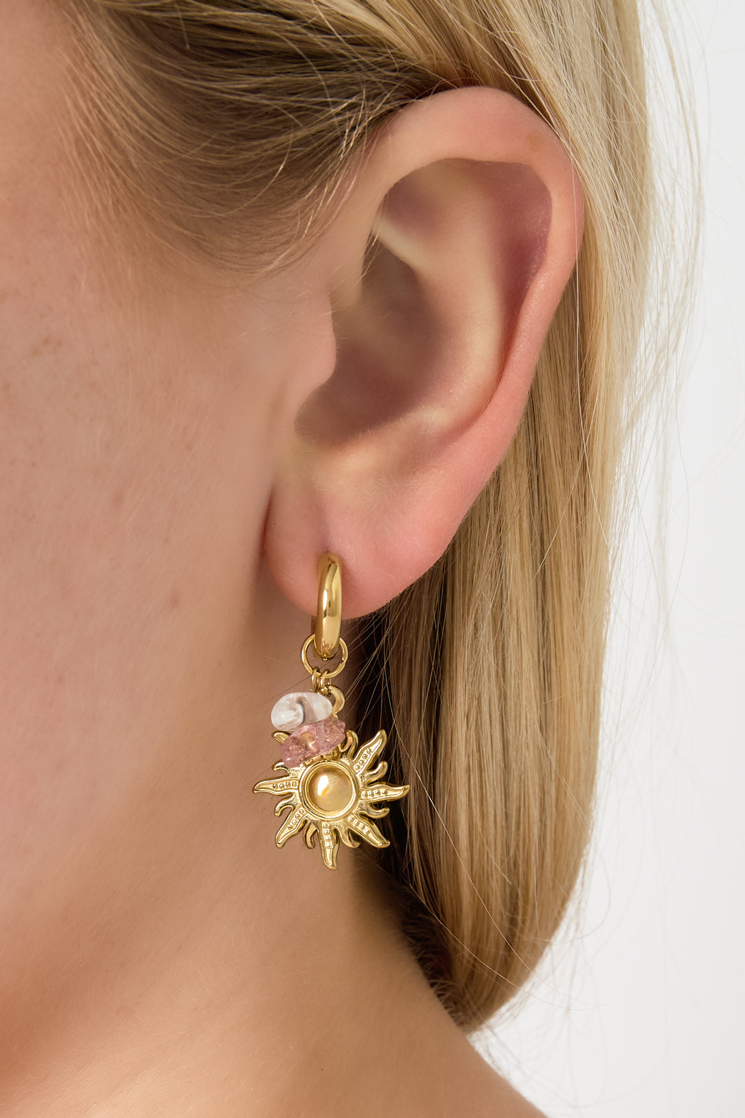 Edelstahl Tropfen Ohrringe Sonne/Mond Casual Täglich Einfache Serie frauen schmuck