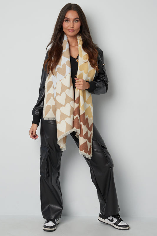 Schal mit Herzchen - Beige