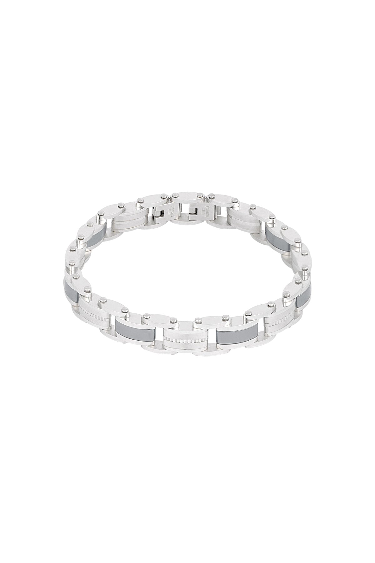 Gliederarmband für Herren aus Stahl – Silber – 1 cm