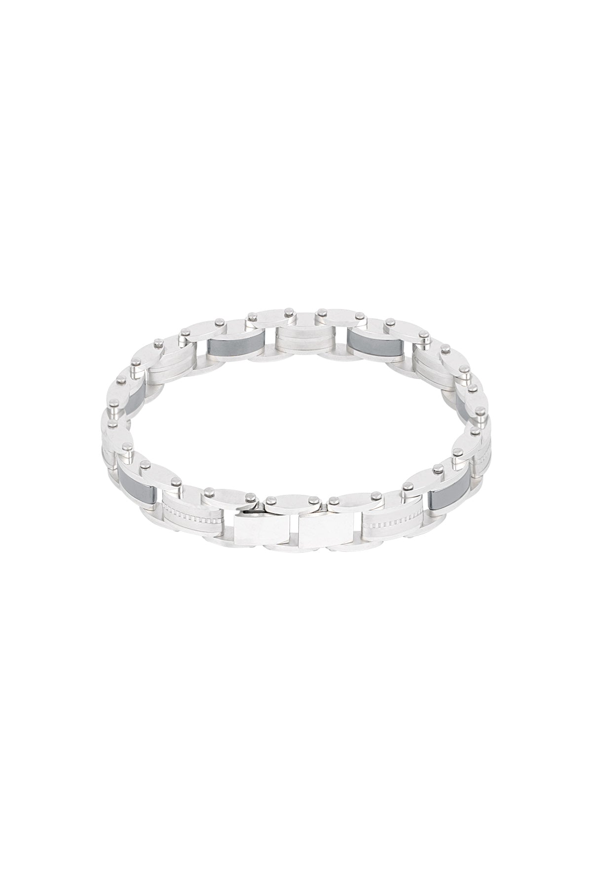 Gliederarmband für Herren aus Stahl – Silber – 1 cm