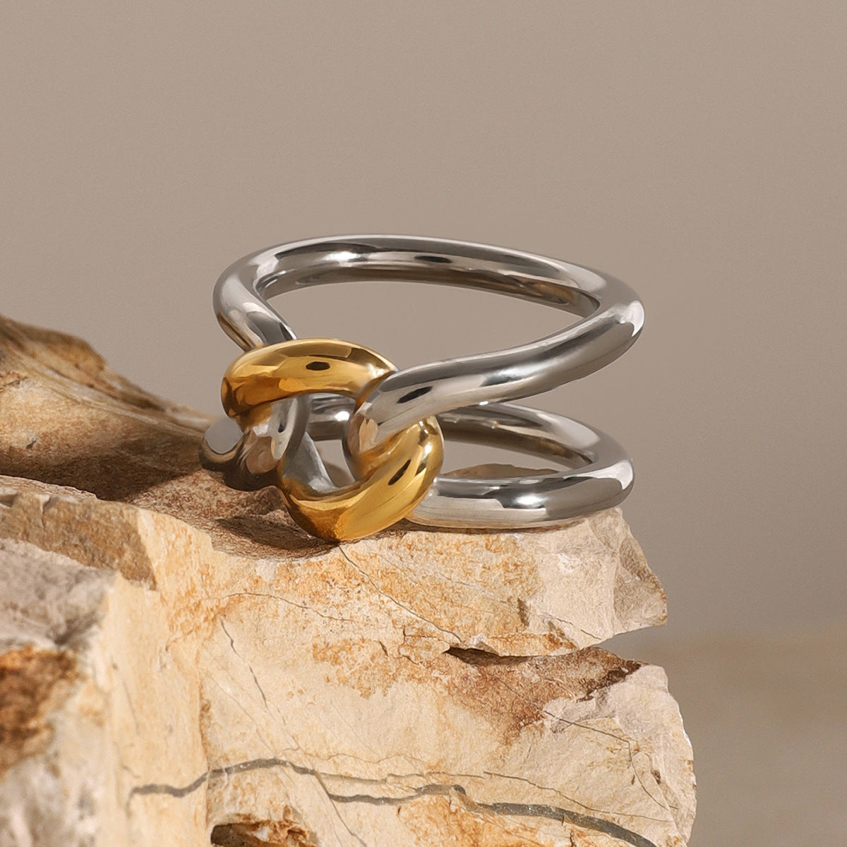 1 Stück Simple Series Simple Twist Edelstahl vergoldet Damen Einzelringe