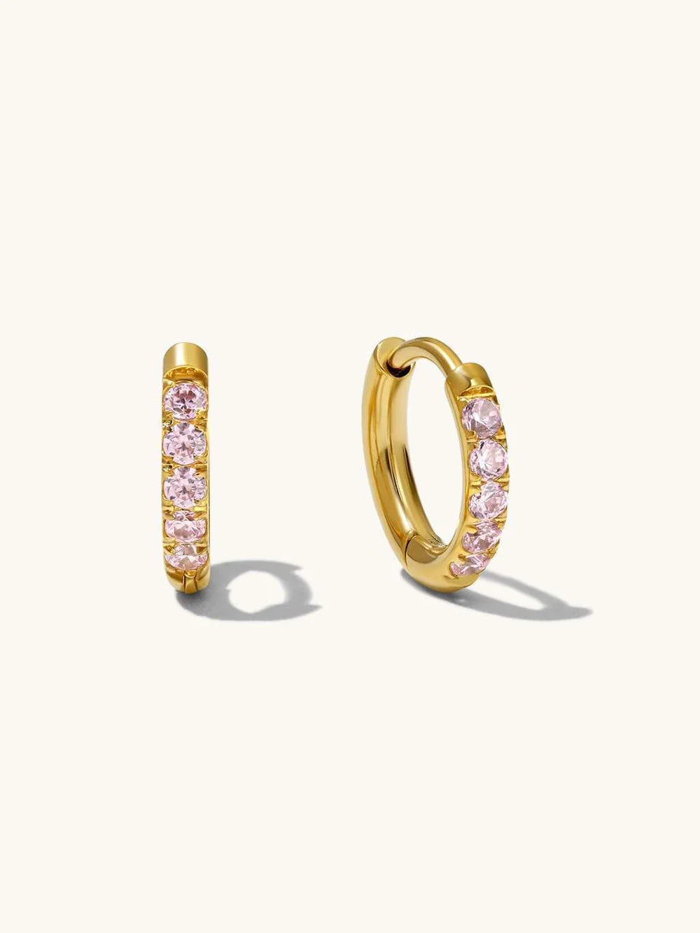 Glamour Kreolen mit Zirkonia Small 8mm Rosa