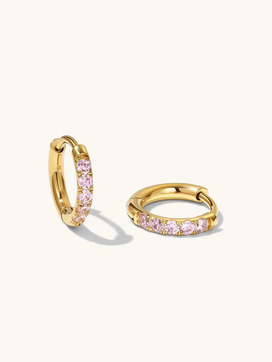 Glamour Kreolen mit Zirkonia Small 8mm Rosa