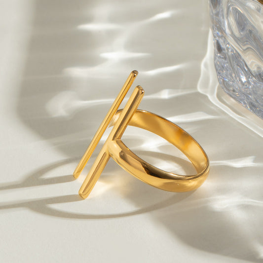 1 Stück schlichter Statement-Ring aus Edelstahl in Goldfarbe