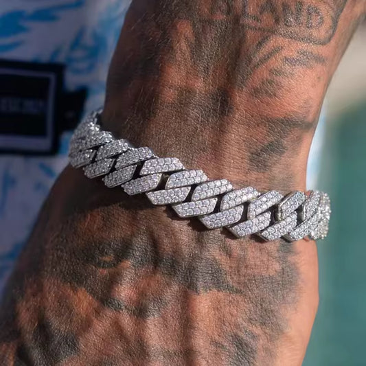 14MM Iced Prong Link Kubanische Kettenarmbänder für Männer