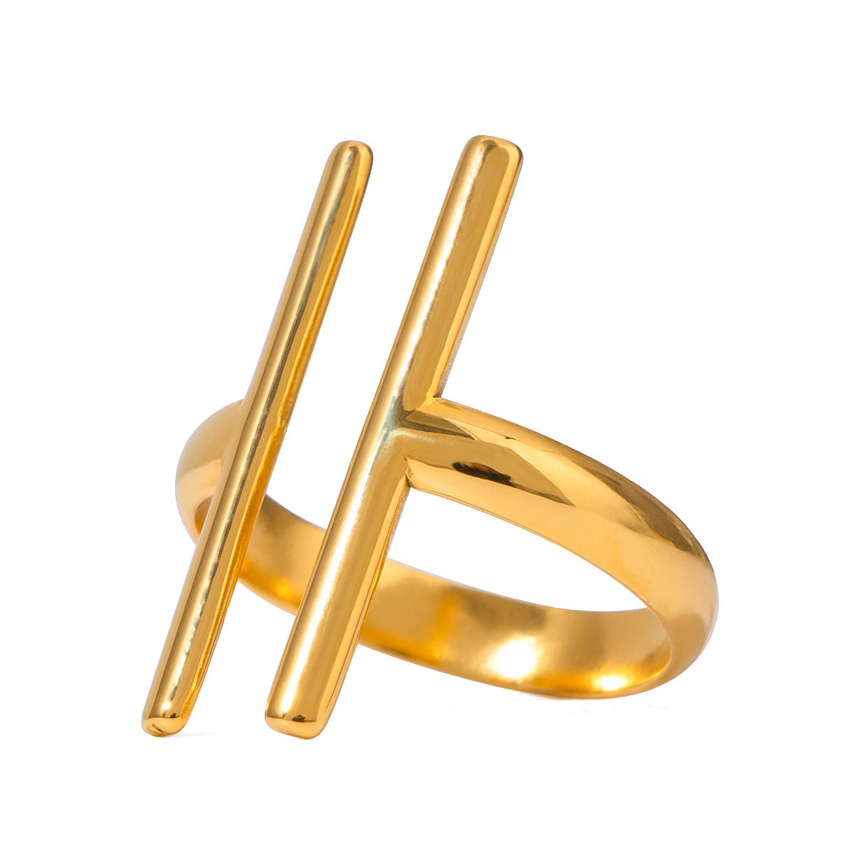 1 Stück schlichter Statement-Ring aus Edelstahl in Goldfarbe