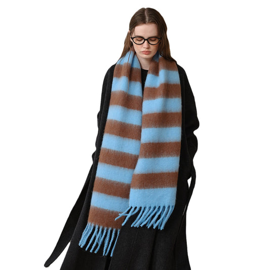 1 Stück Retro-Streifen-Rayon-Winterschals für Damen