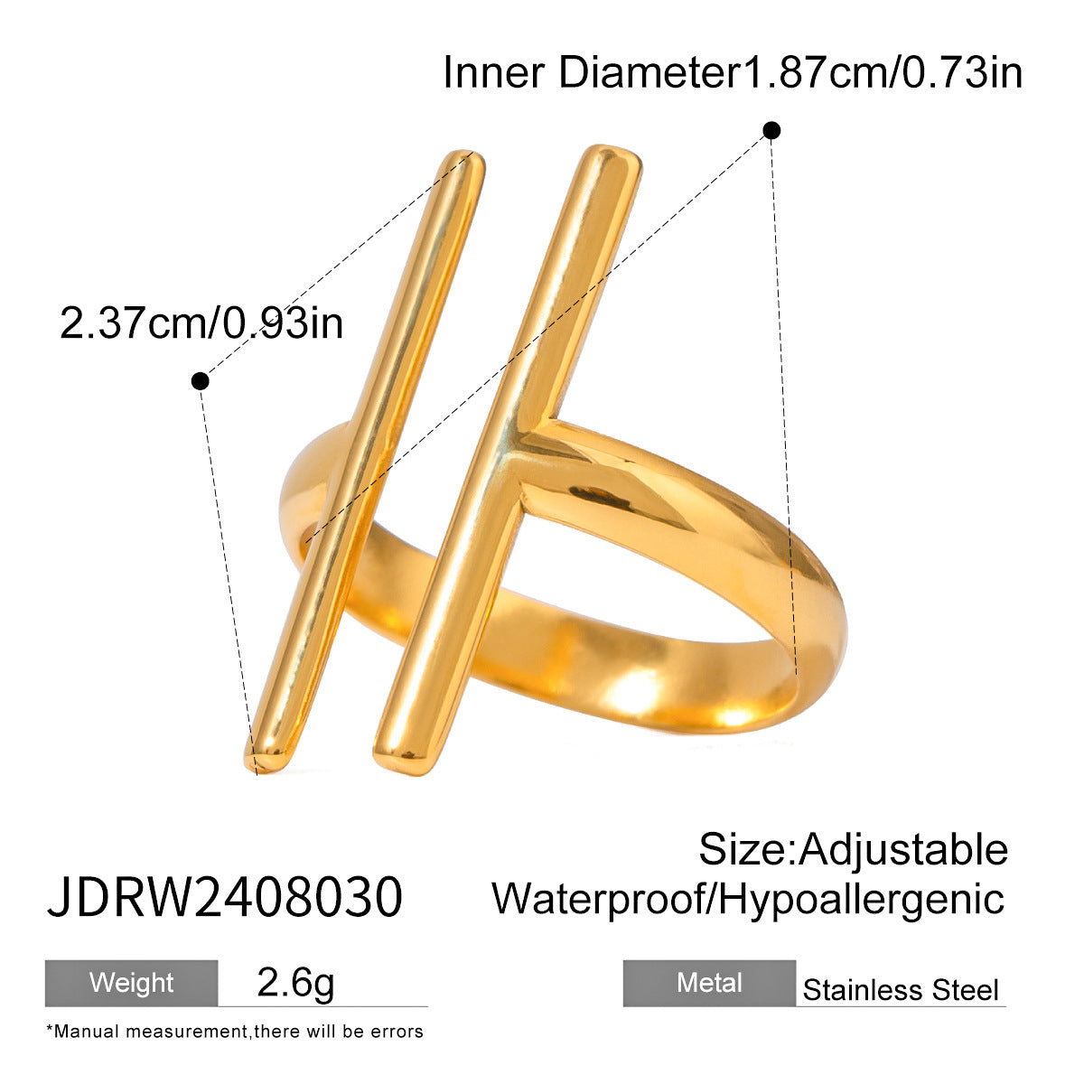 1 Stück schlichter Statement-Ring aus Edelstahl in Goldfarbe