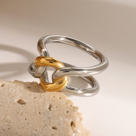 1 Stück Simple Series Simple Twist Edelstahl vergoldet Damen Einzelringe