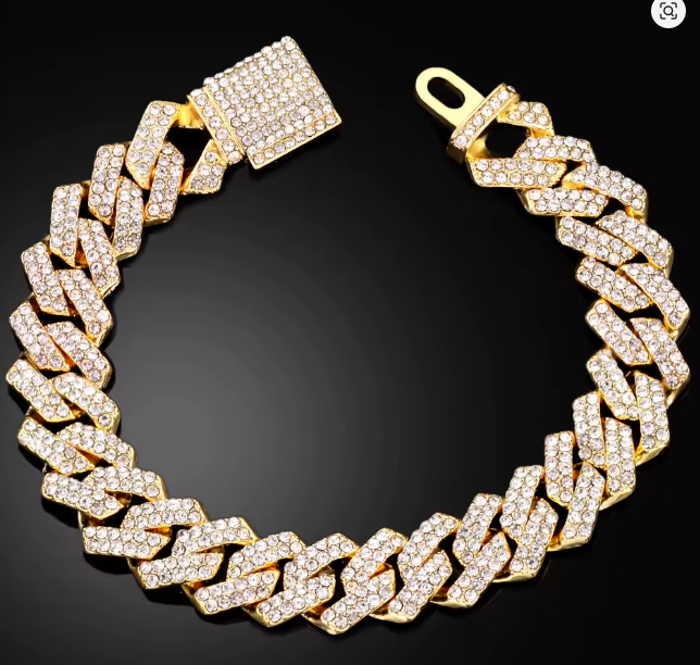 14MM Iced Prong Link Kubanische Kettenarmbänder für Männer